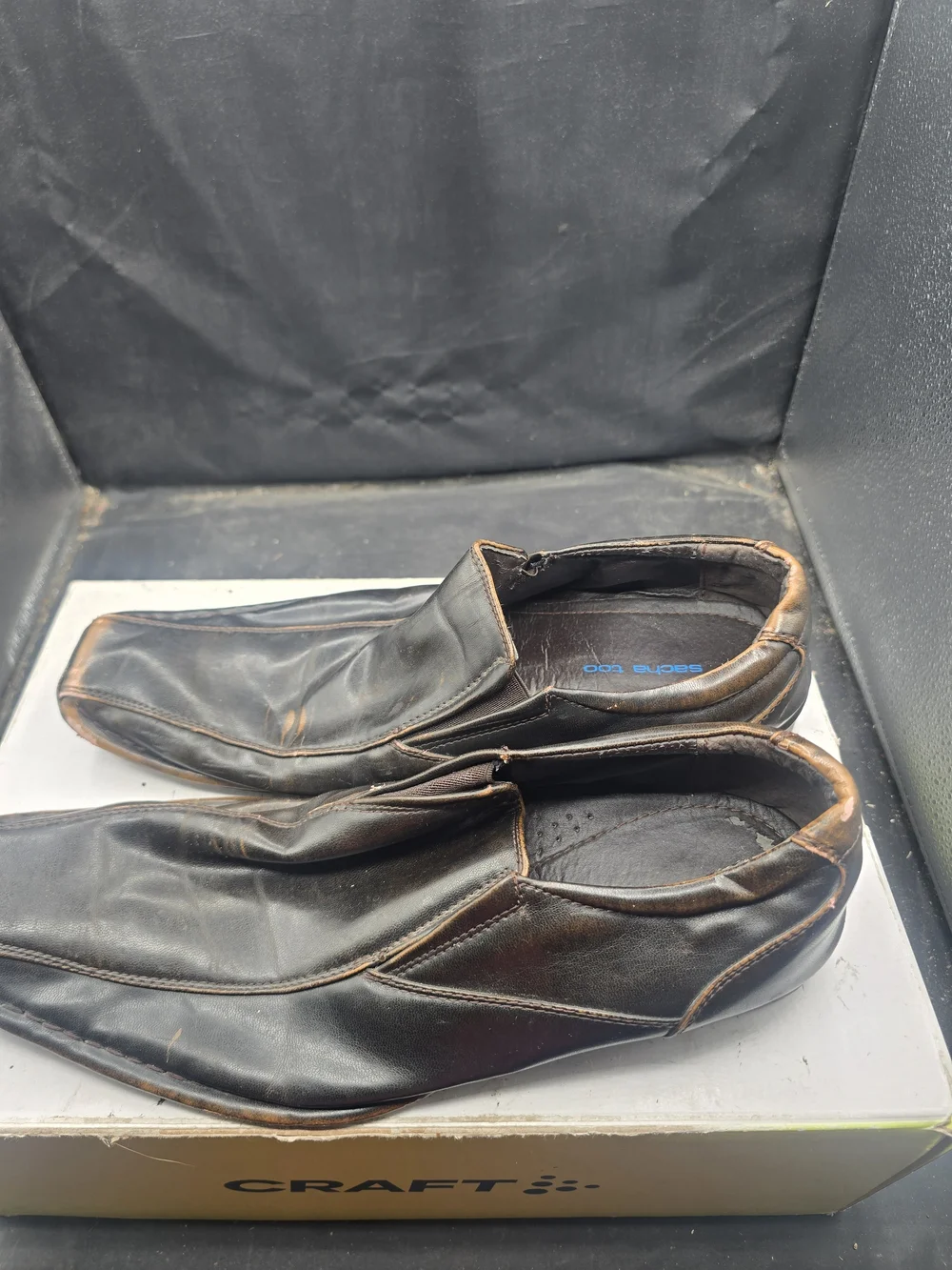 Men's Black Slip-On Square-Toe Loafers